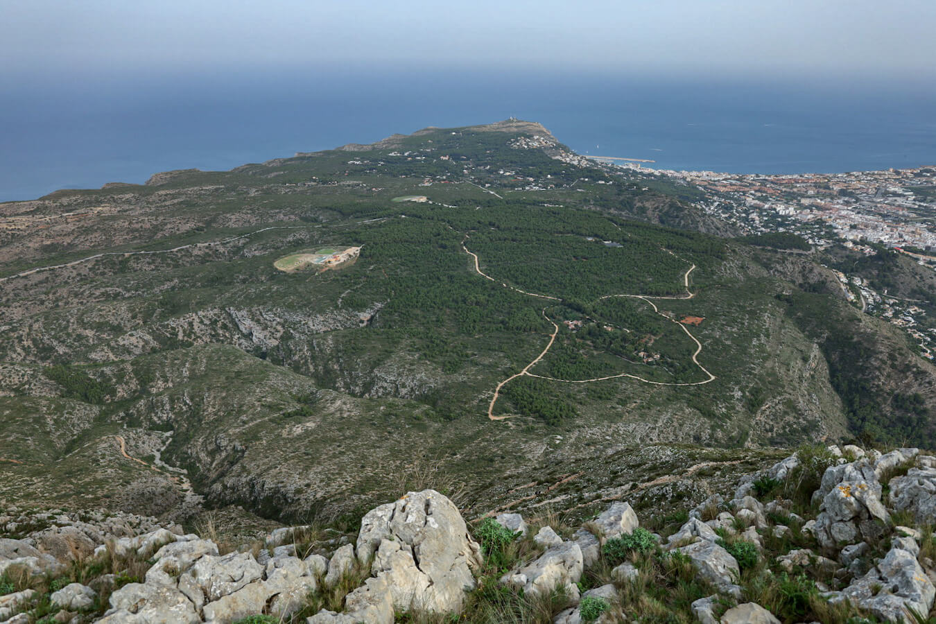 Views of the Natural Park towards Cap Sant Antoni and the Sant Jeroni Car Park.