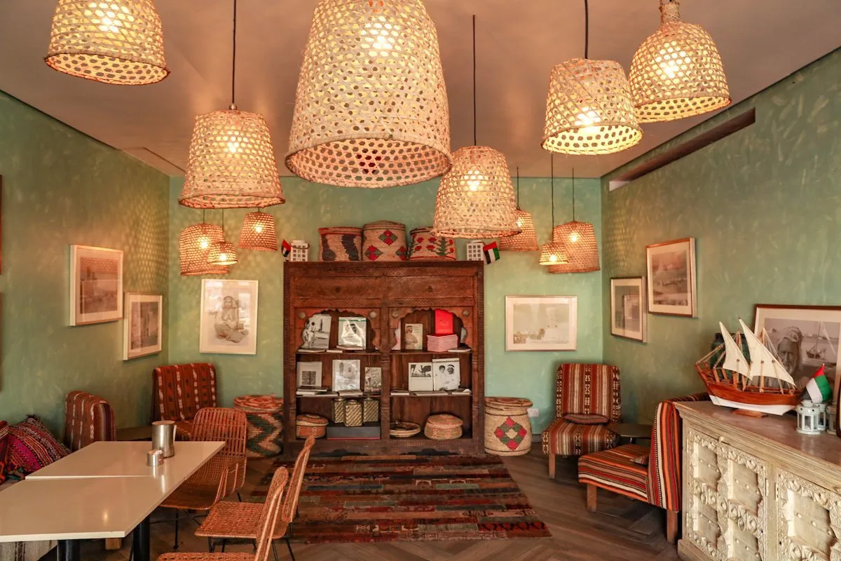 Interior of Mazmi coffee at the Dubai Creek a beautiful place to visit 