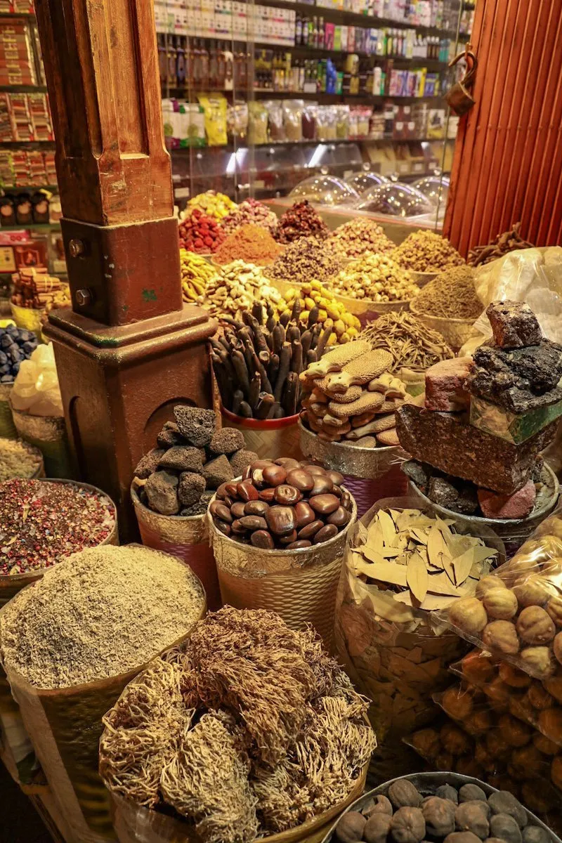 Abundant options of spices available for sale at the souks and markets