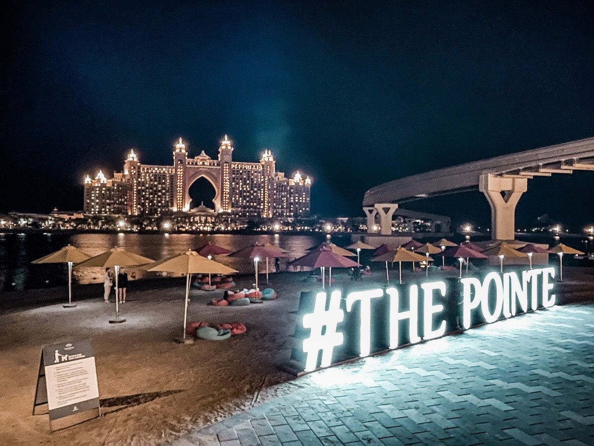 The Pointe on the Palm Jumeirah with views toward the Atlantis hotel. 