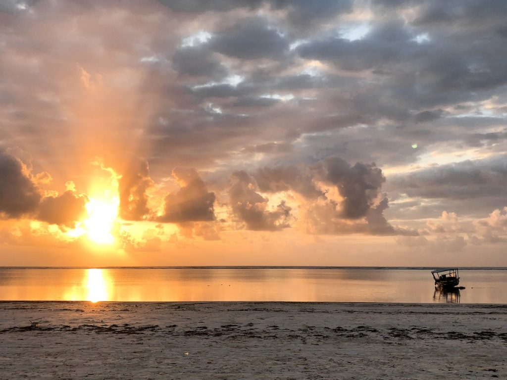 Sunrise over Zanzibar, family holiday destination.