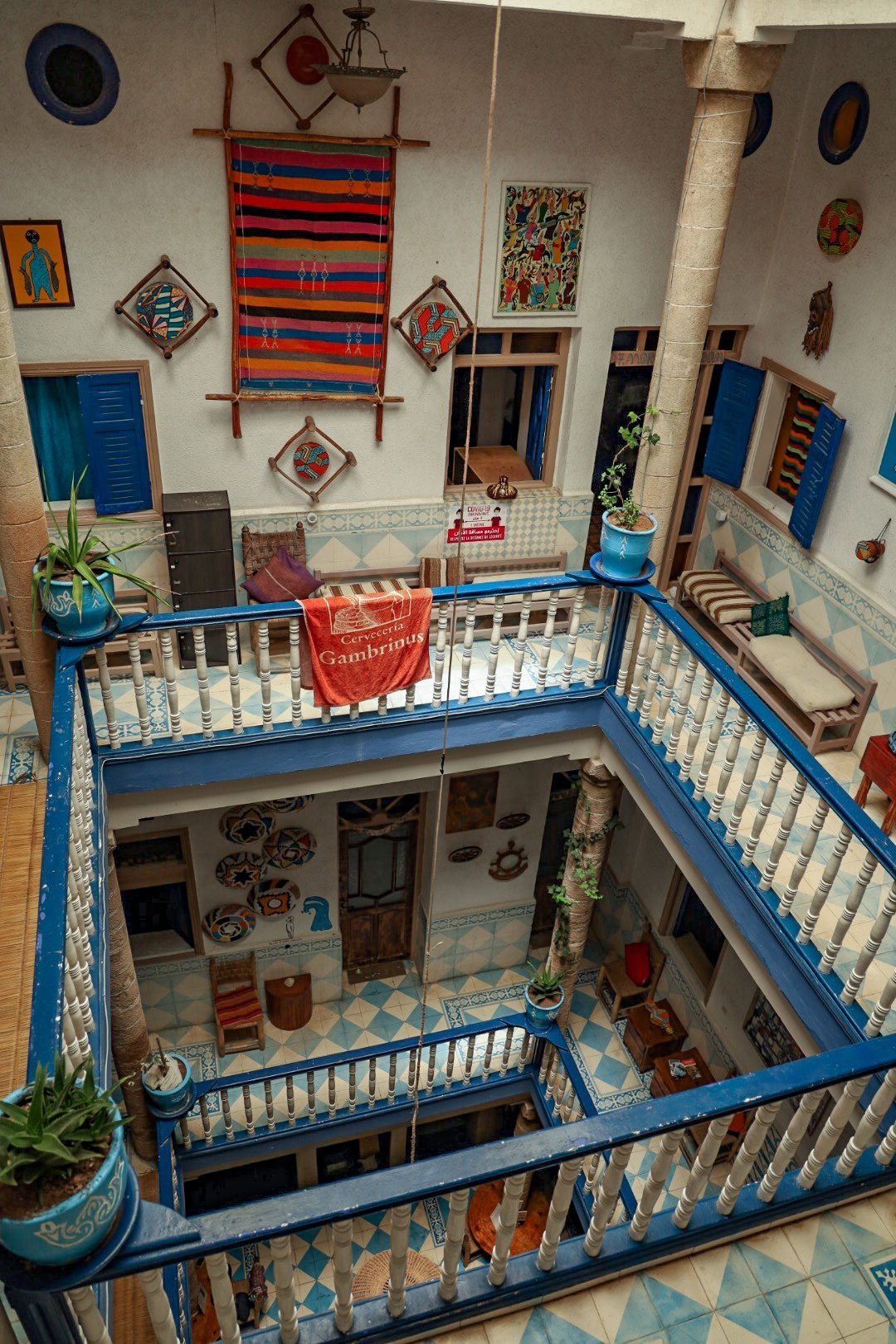 The bold colours of Chill Art Hostel in Essaouira - a funky and alternative riad and place to stay in Essaouira
