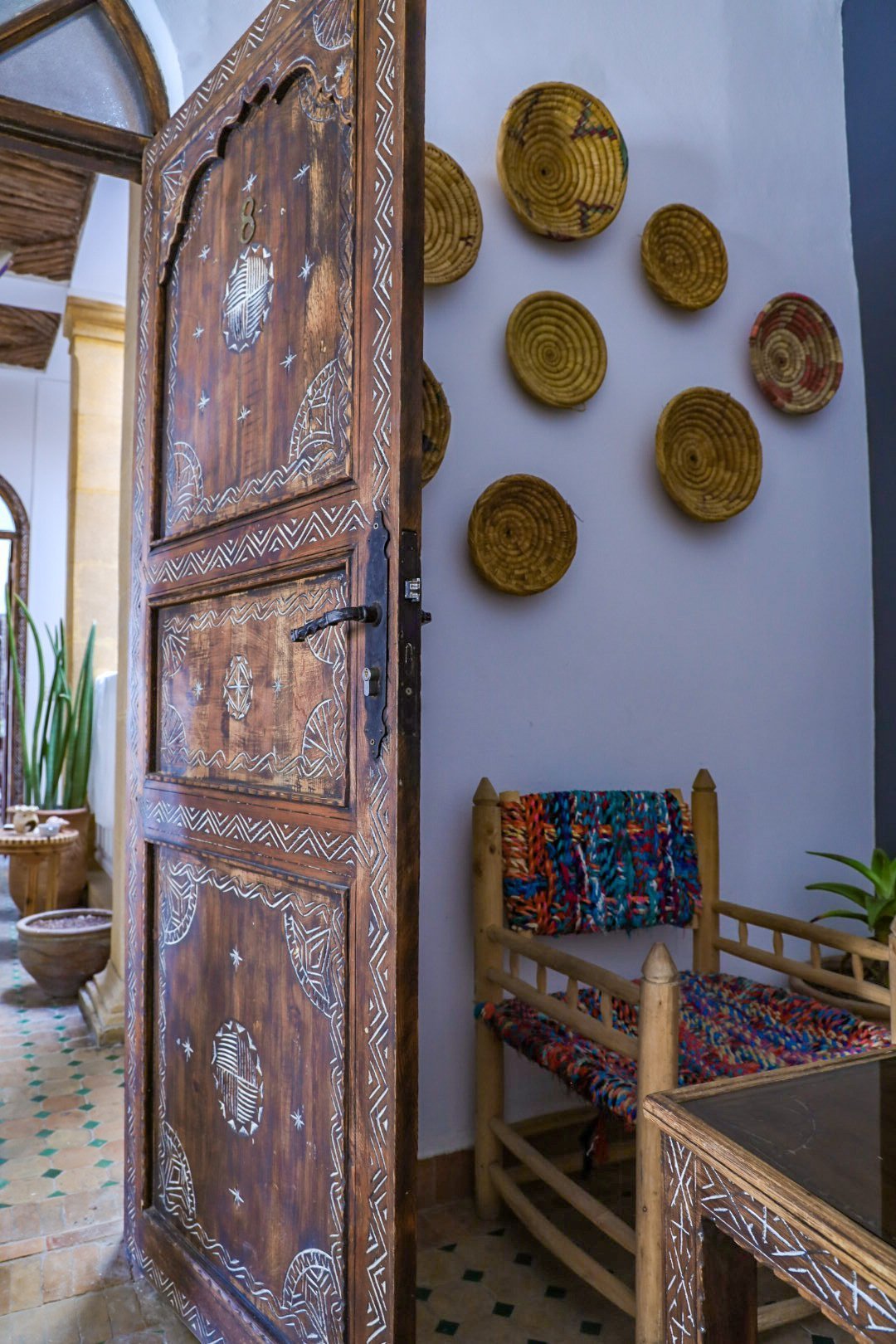 The room in Riad Inna in Essaouira, a beautiful rustic surf riad to stay at in the medina of Essaouira, Morocco