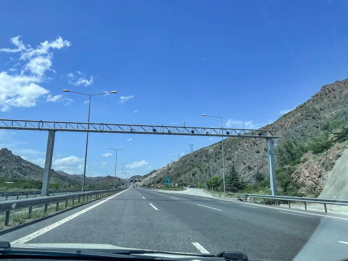 Speed camera over the road in Turkey. 