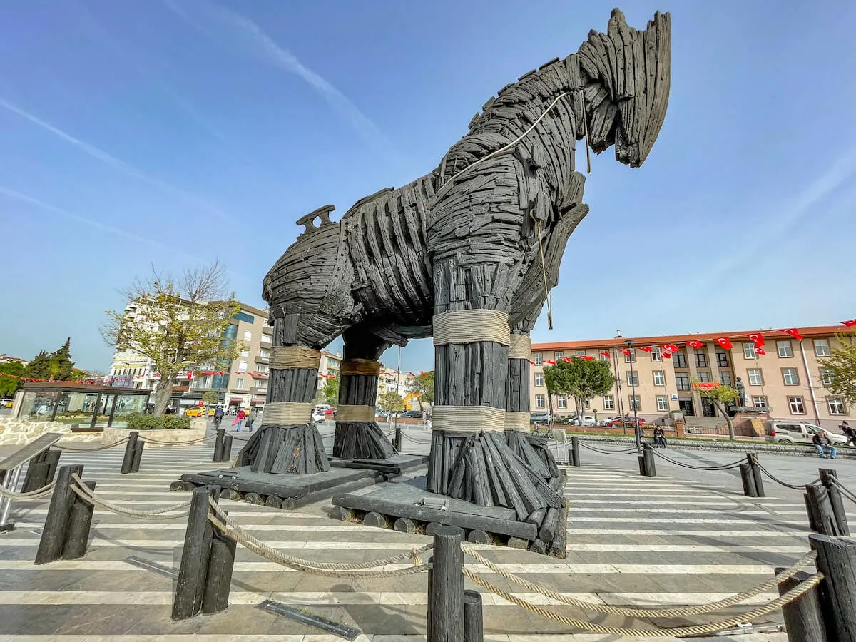 The Trojan Horse of Troy gifted to the city of Canakkale from Troy the Movie - this is an interesting place to visit on a road trip through Turkey