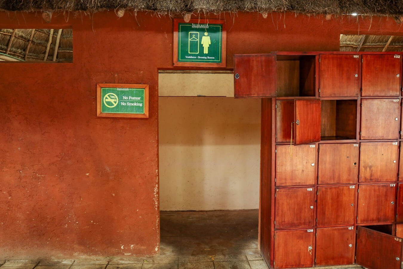 The lockers and changing room facilities at Hacienda Selva Maya.