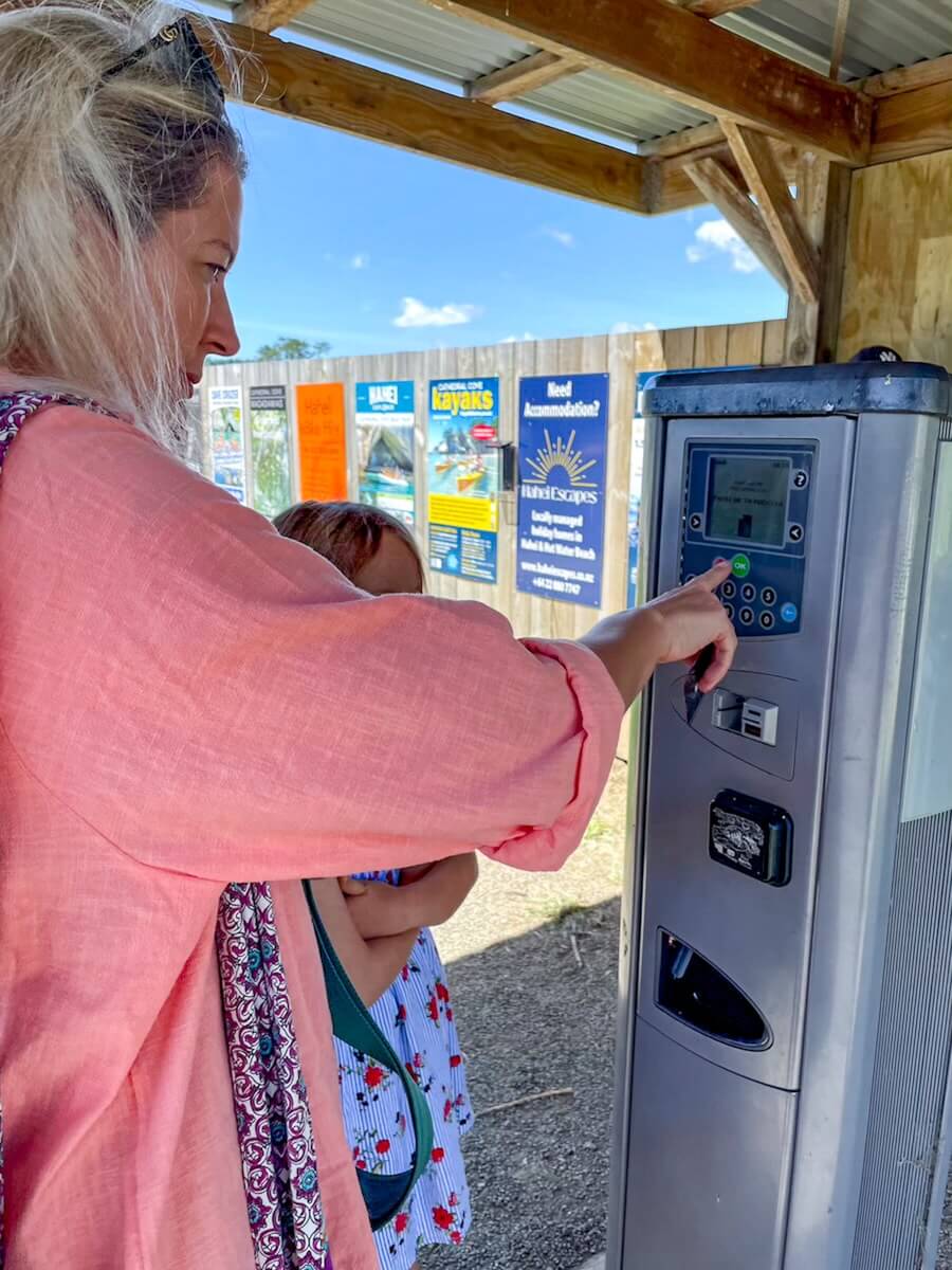Pay terminal at the Hahei carpark
