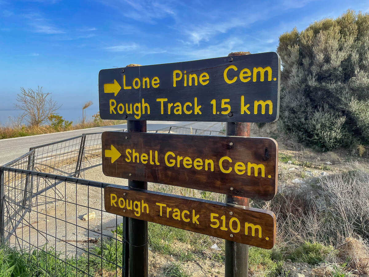 Signs show where to walk for Lone Pine from the main road towards Anzac Cove, Gallipoli.