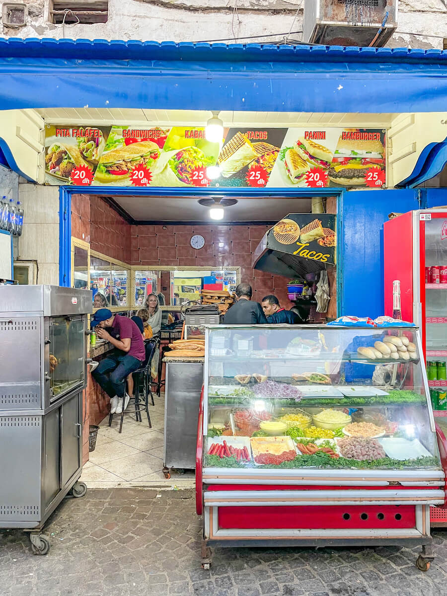 Moroccan style street food tacos served in Essaouira medina
