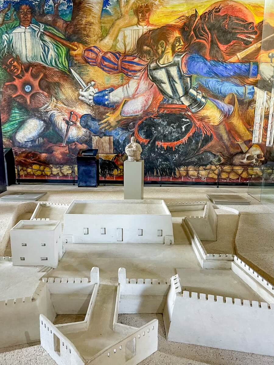 A display inside the museum at the Fort San Felipe in Bacalar
