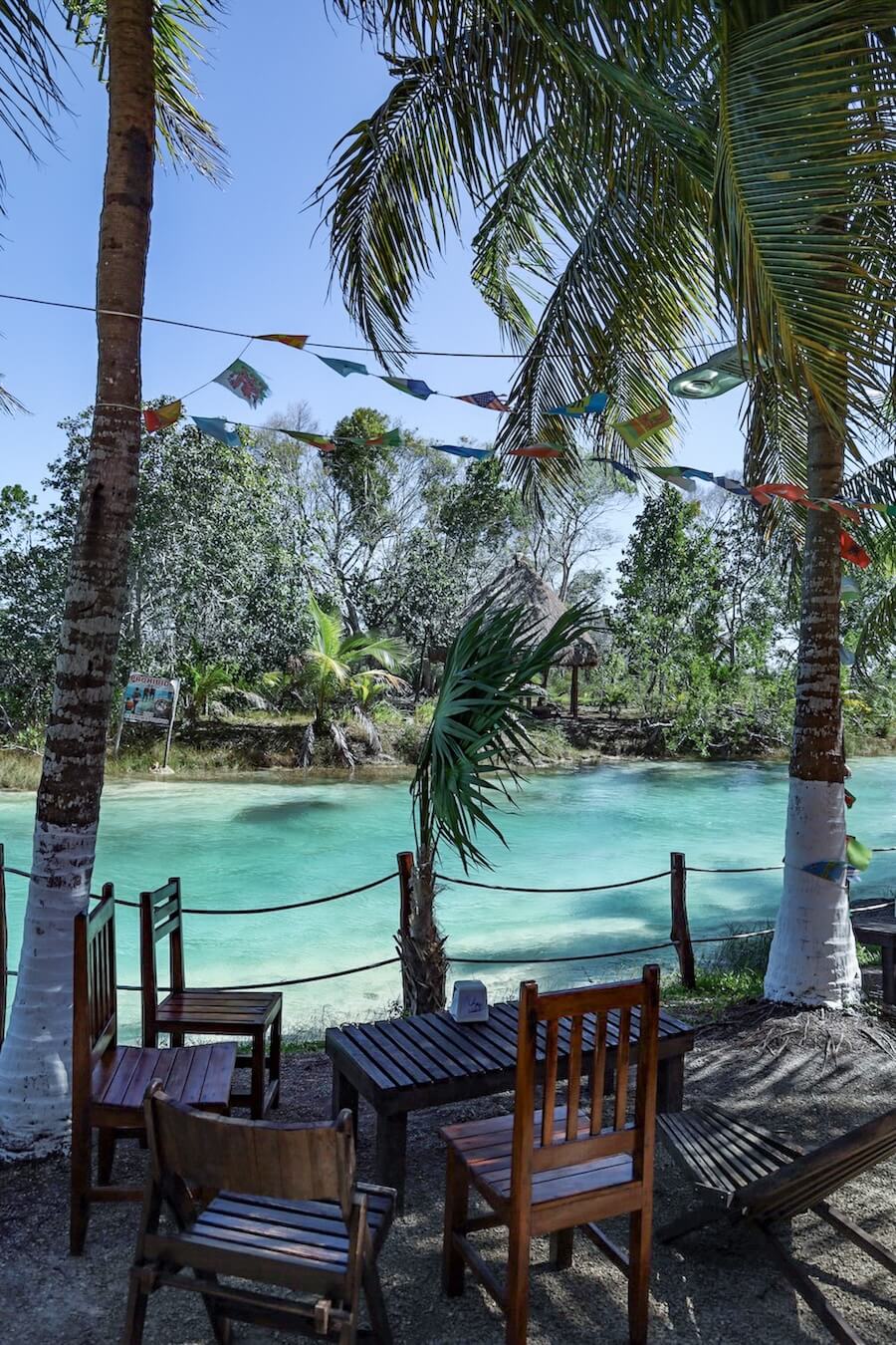 The restaurant at Los Rapidos in Bacalar
