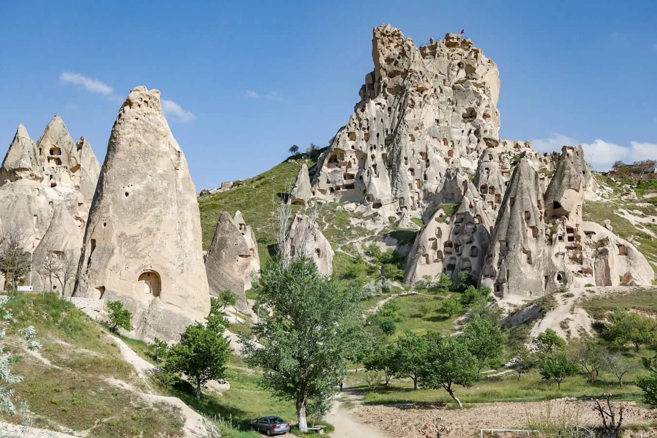 Uchisar castle is one of the highest cave castles in Cappadocia and a popular place to visit.
