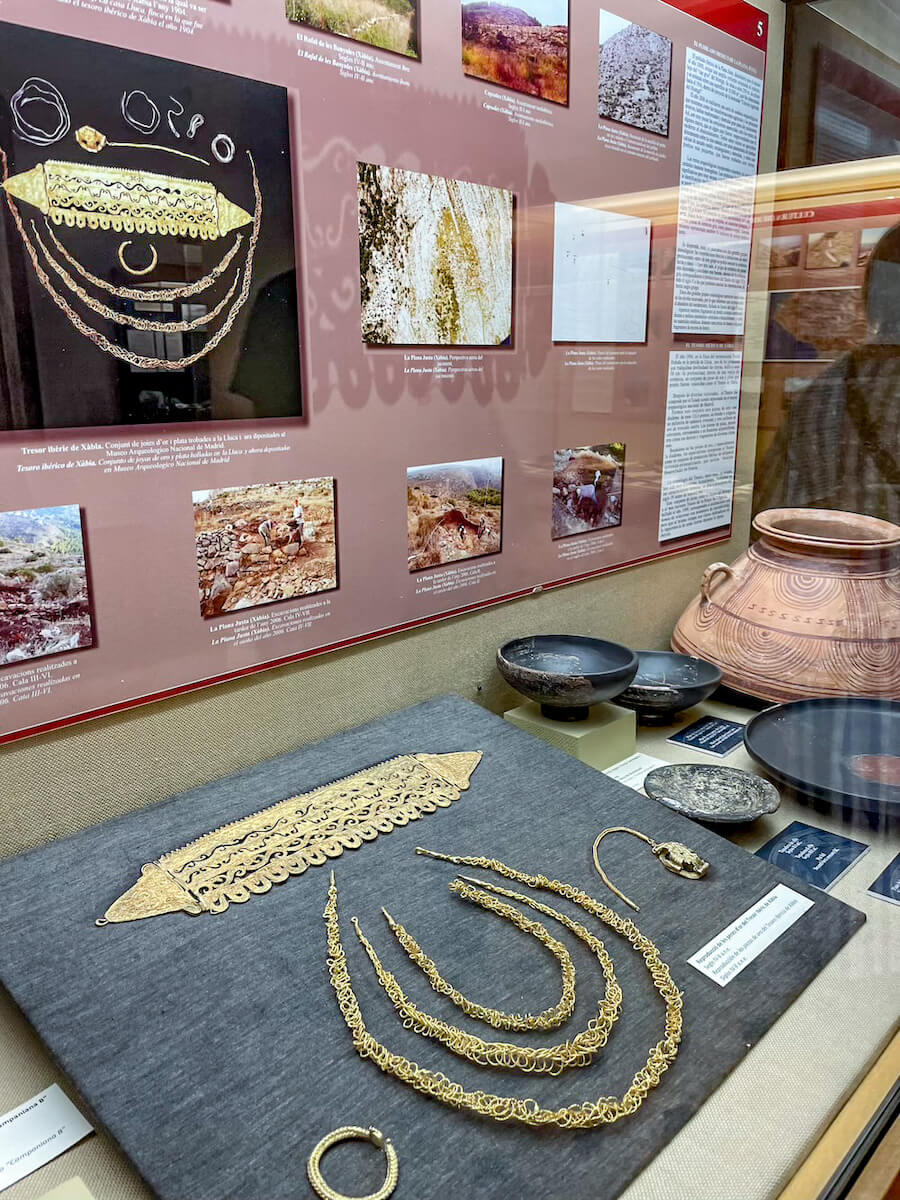 Jewellery on display in the Archaeological and Ethnographic Museum in Javea / Xabia Historic Centre