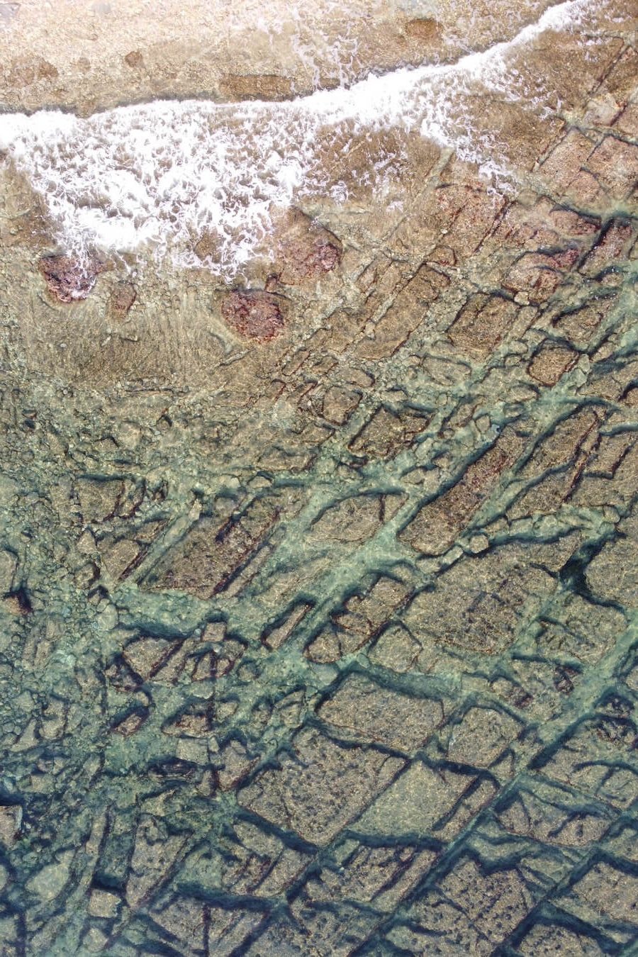 A drone image of the reef at Cala Barraca AKA Portixol in Javea.
