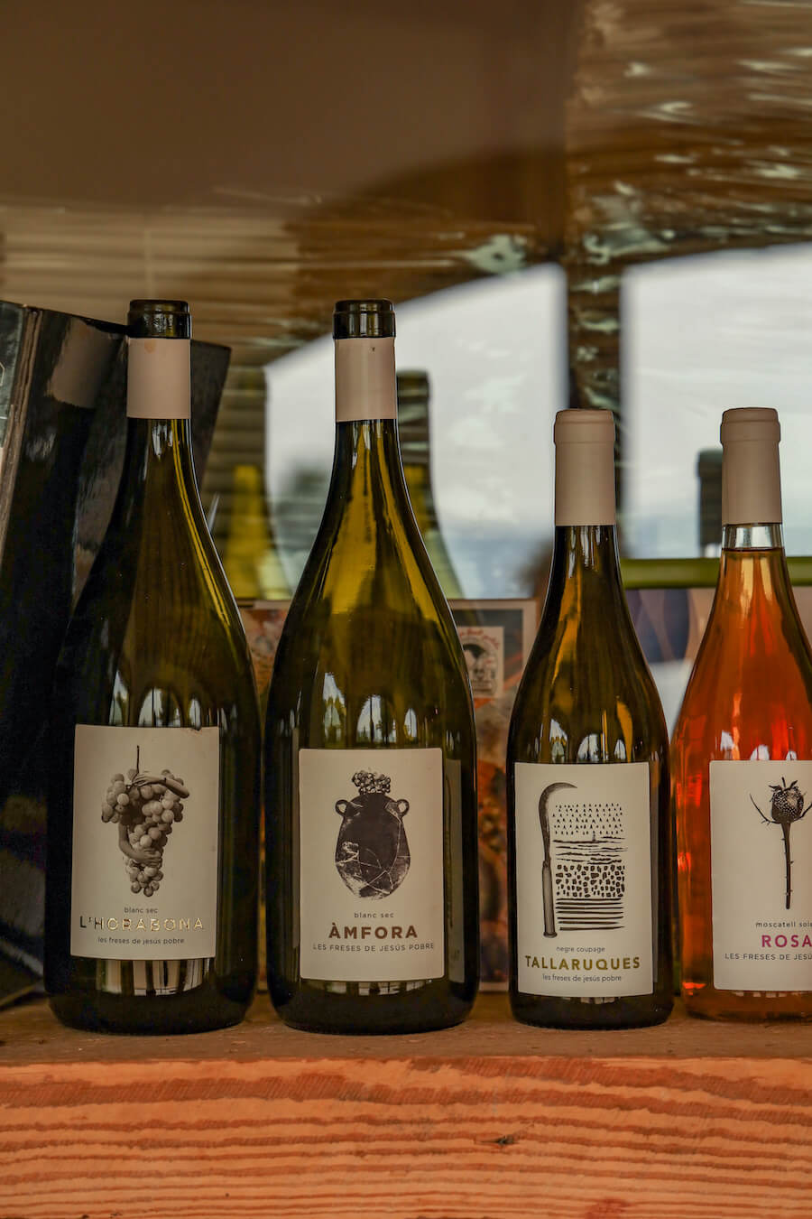 Bottles of wine on display in Las Freses Cellar - one of the best things to do in Javea