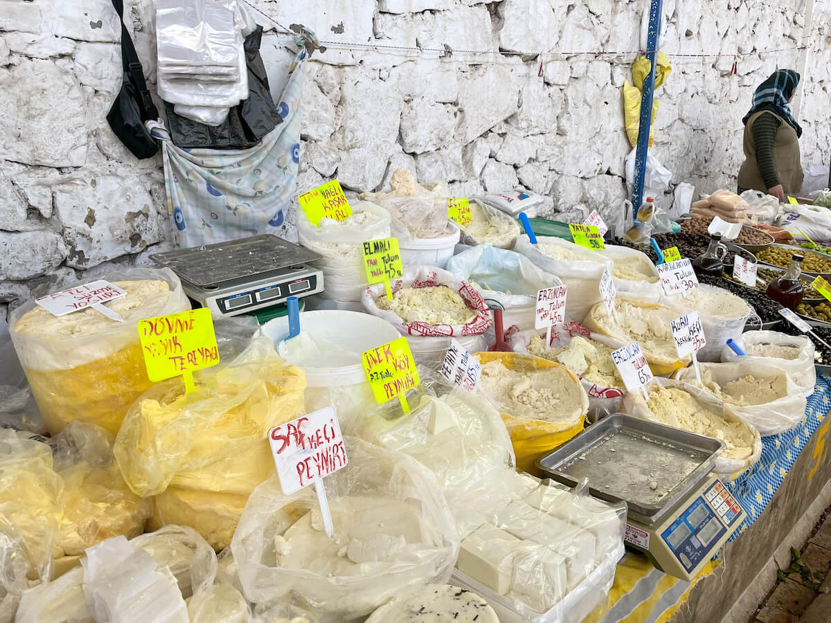 Cheese and butter for sale in Fethiye Farmer's Market