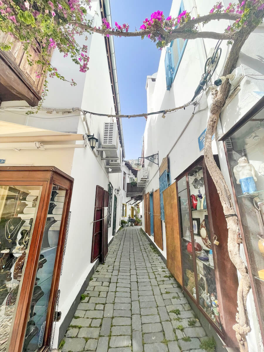 The narrow cobbled streets of Kas in Turkey