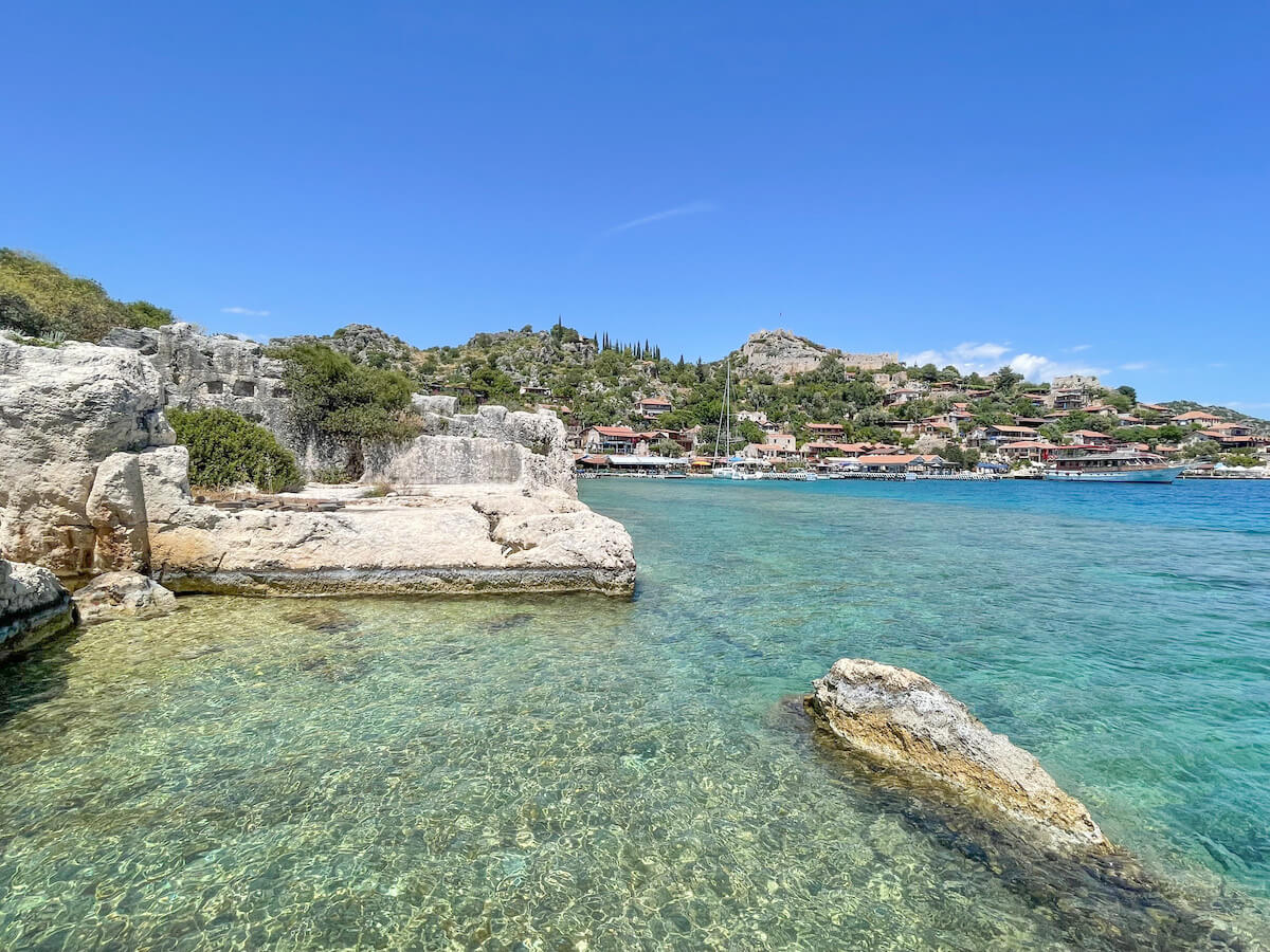 Simena or Kalekoy village - there are many popular tourist activities and things to do in Kas that take place on beautiful turquoise waters in and around Kas.