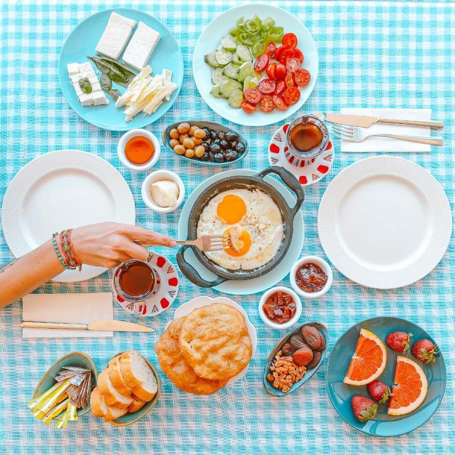 Breakfast from the Kuytu Terrace Bed and Breakfast - this is one of the best places to stay in Kas.