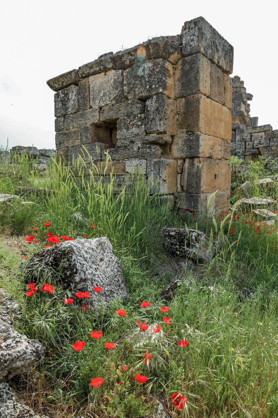Byzantine ruins of the Hierapolis ruins in Pamukkale