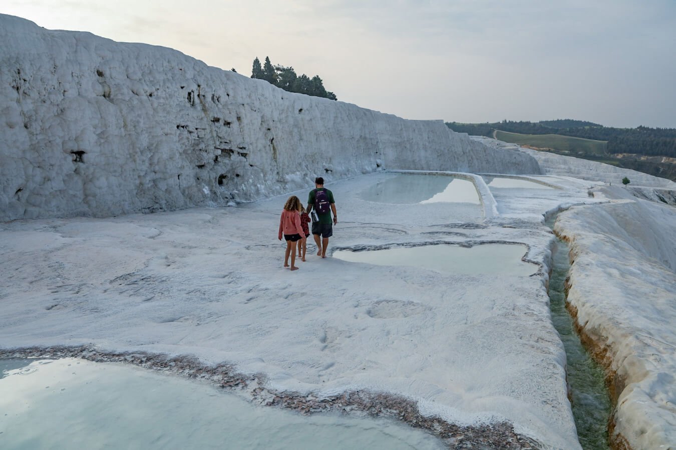 The man-made terraces in Pamukkale... this is the only location where tourists can now swim.