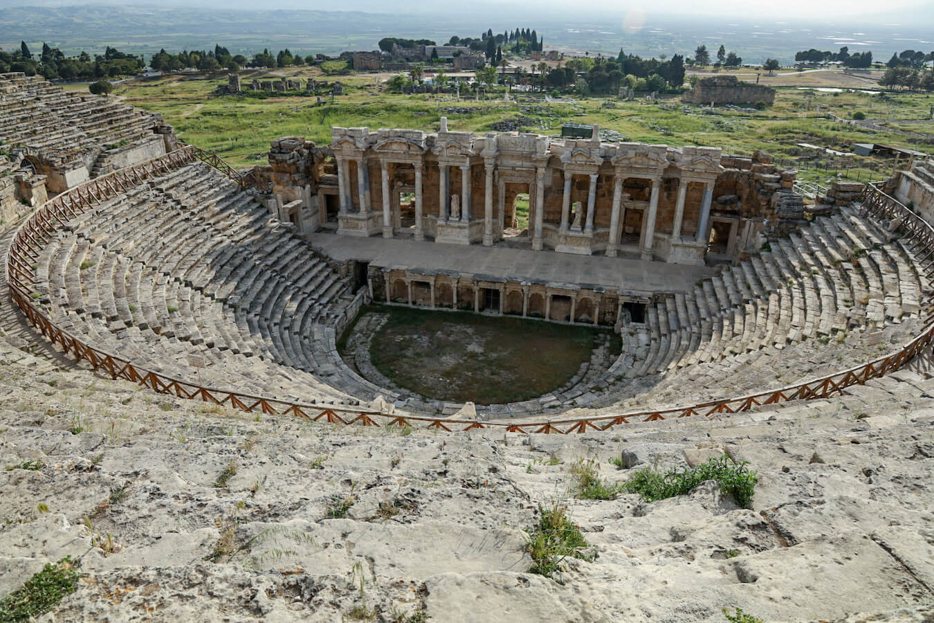 The great ampitheatre in Hierapolis overlooking the valley of Pamukkale below.