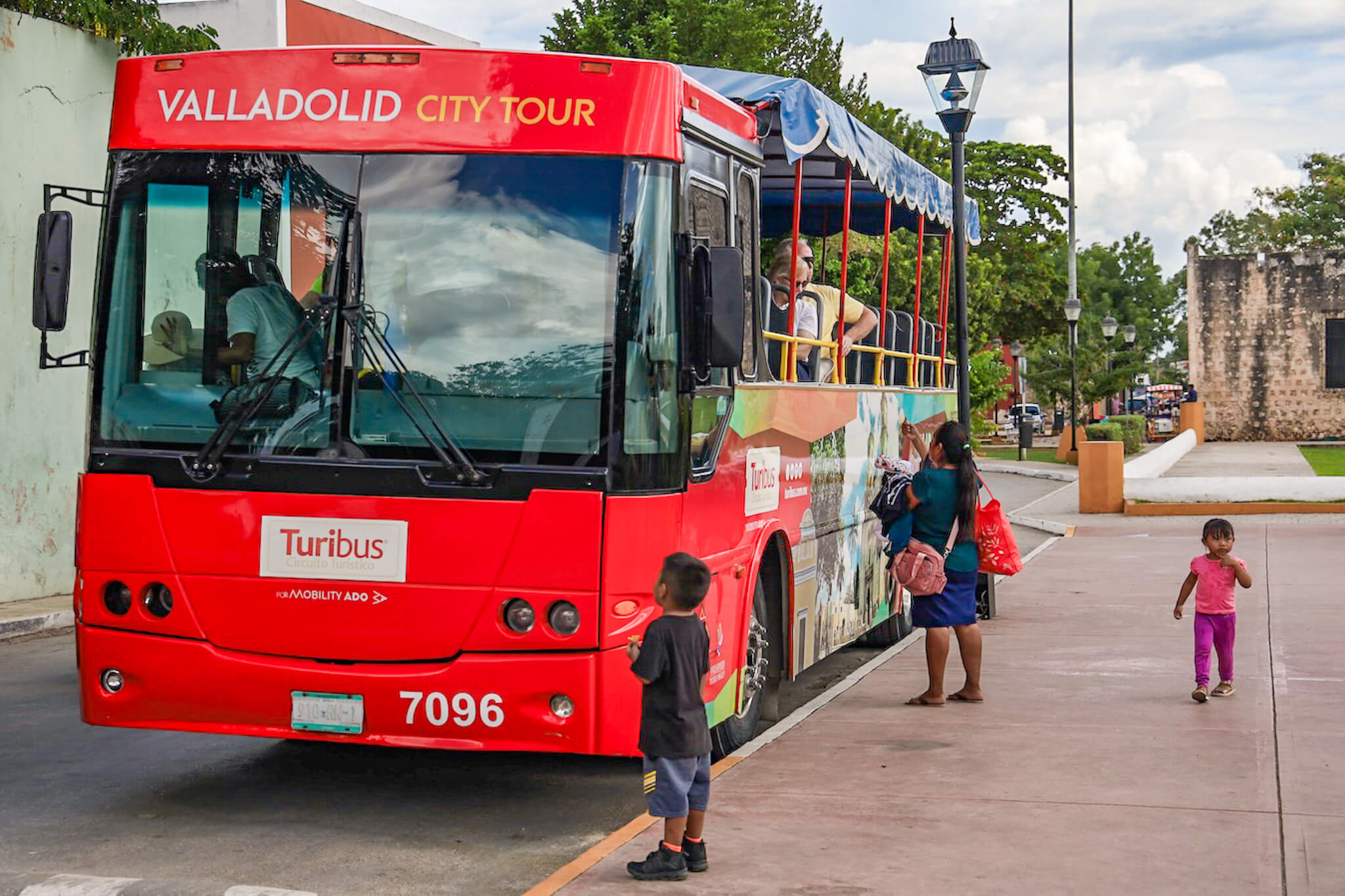 The Turibus Tour driving through the streets of Valladolid