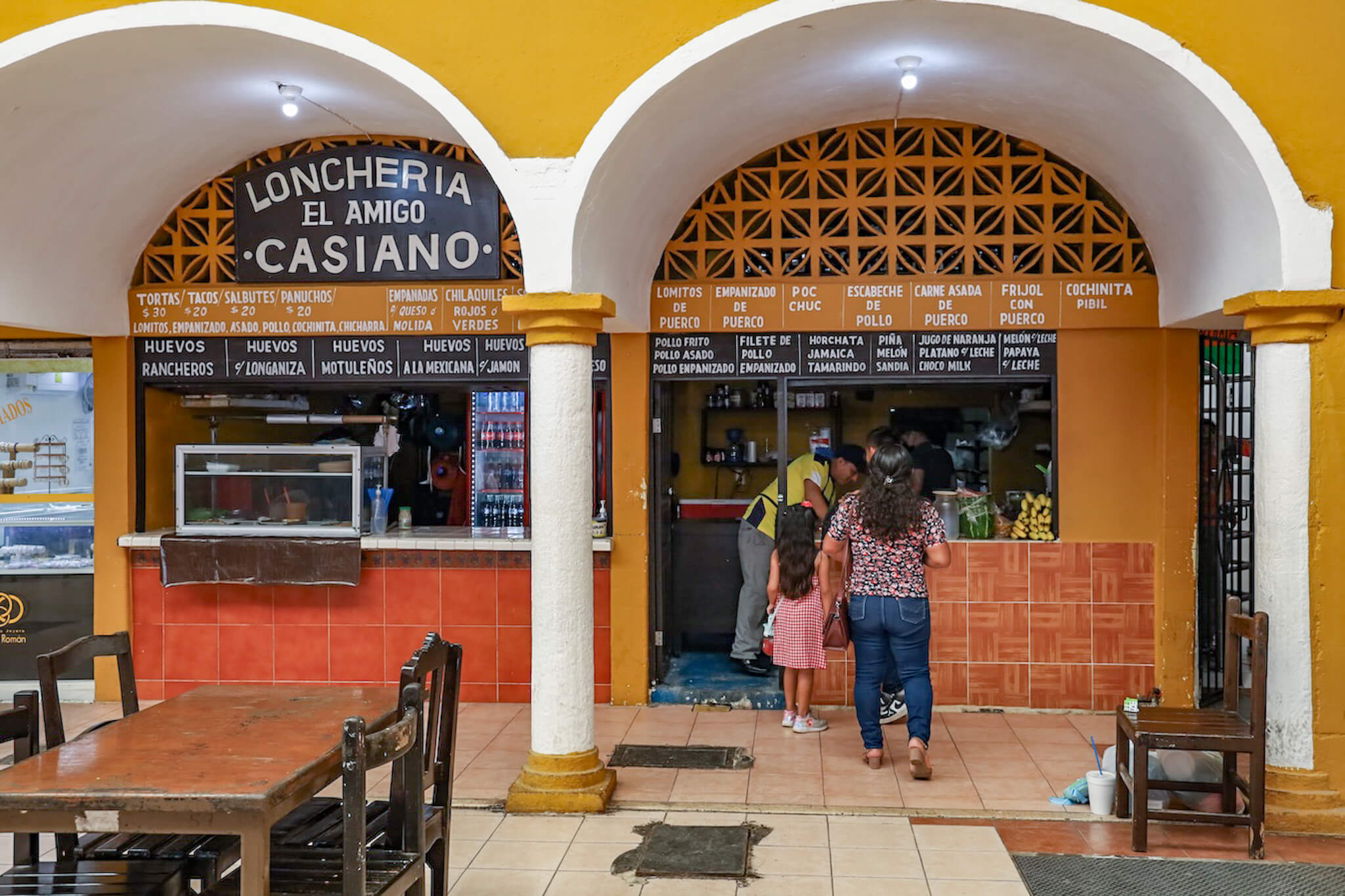 A restaurant in the busy Mercado de Comida in Valladolid - a great place to visit and eat at!