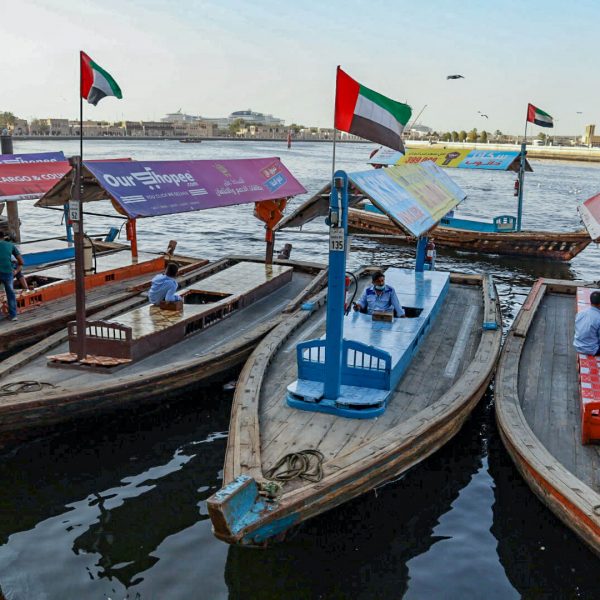 Abra boats lining the Dubai Creek