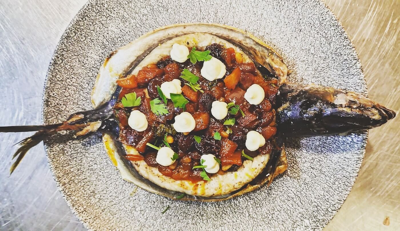 One of the fish dishes served at 9...Donde Fabrizio