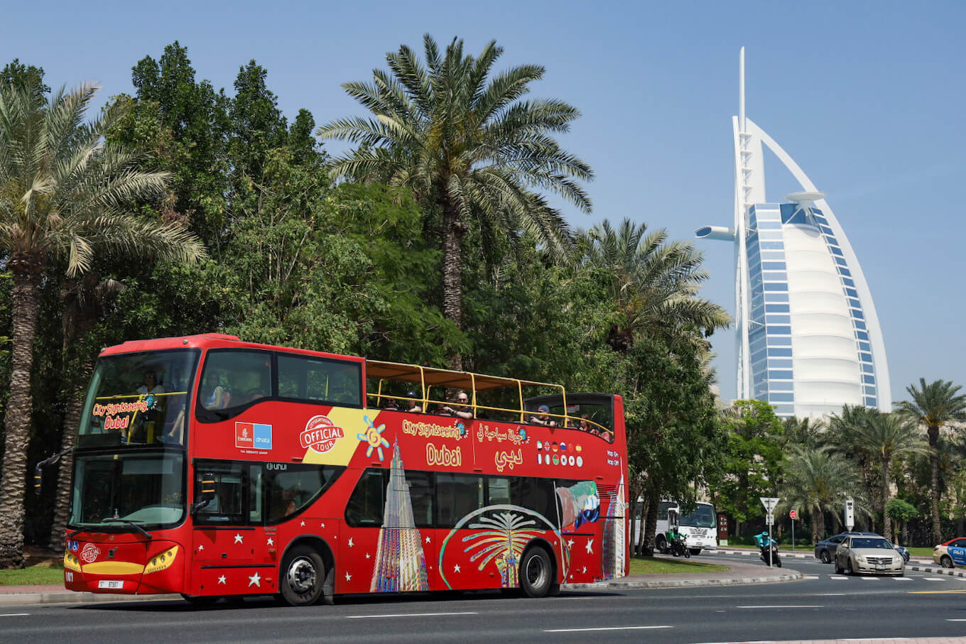 Tour Bus near Burj al Arab in Dubai