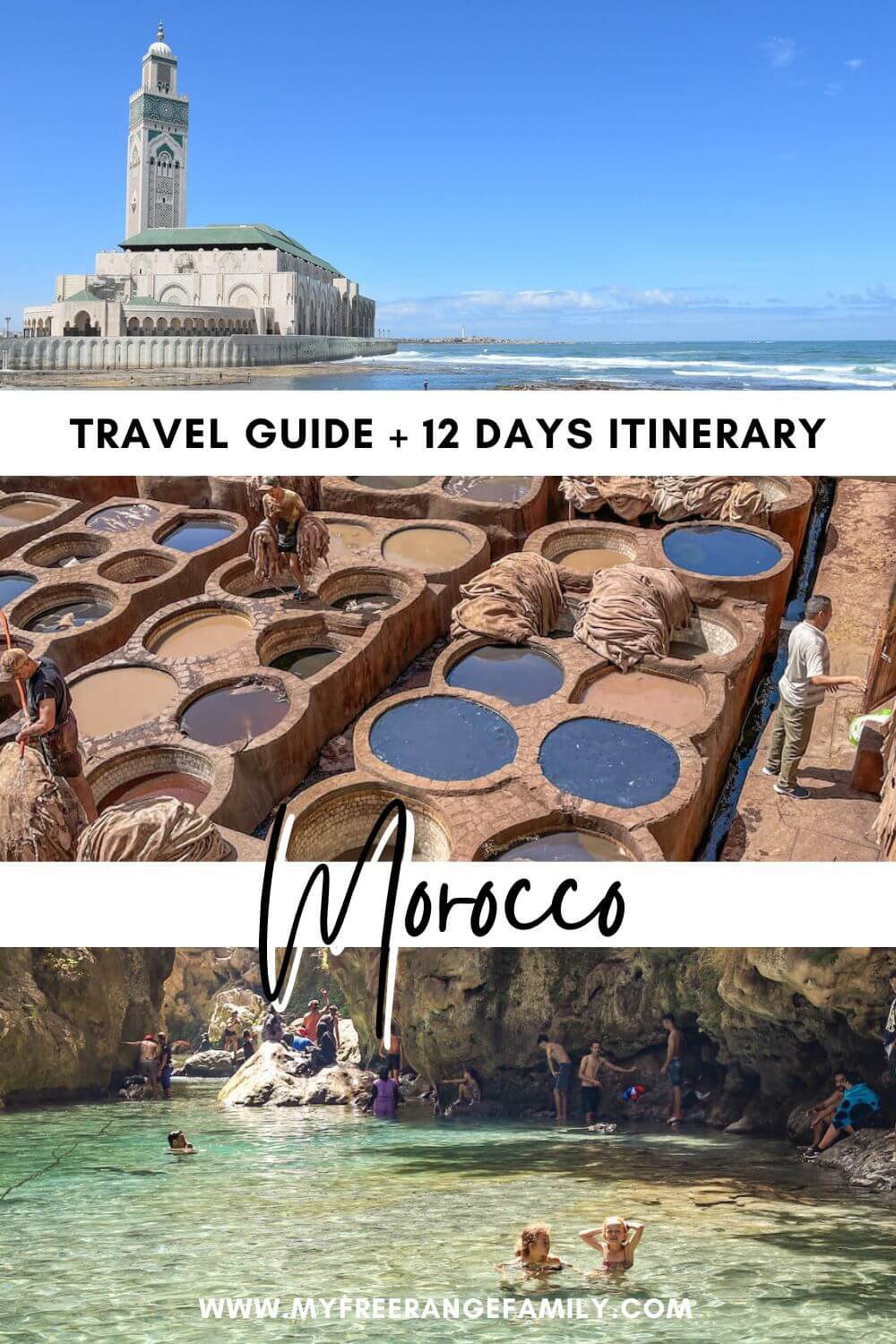Iconic images for saving or bookmarking for a travel itinerary and planning guide to north Morocco