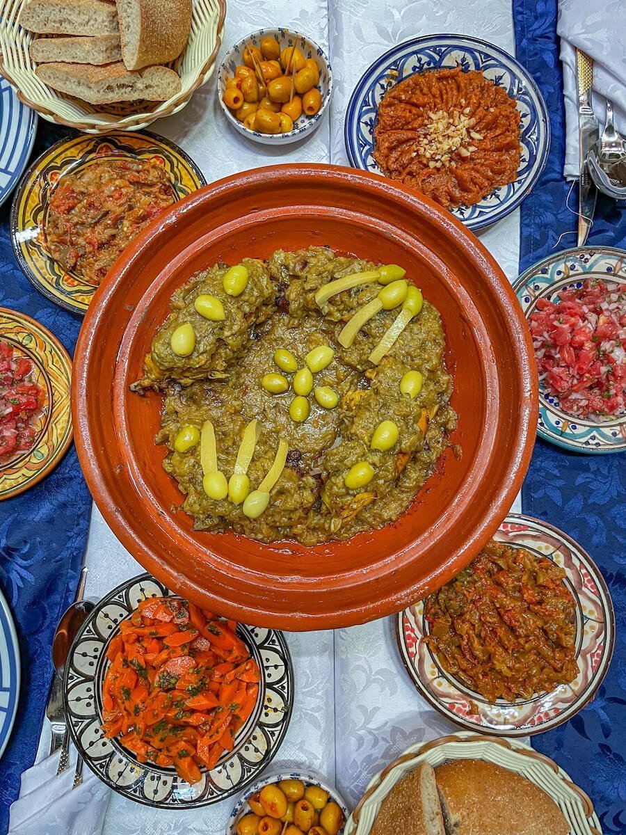 A lemon and olive tagine served at a restaurant in Morocco