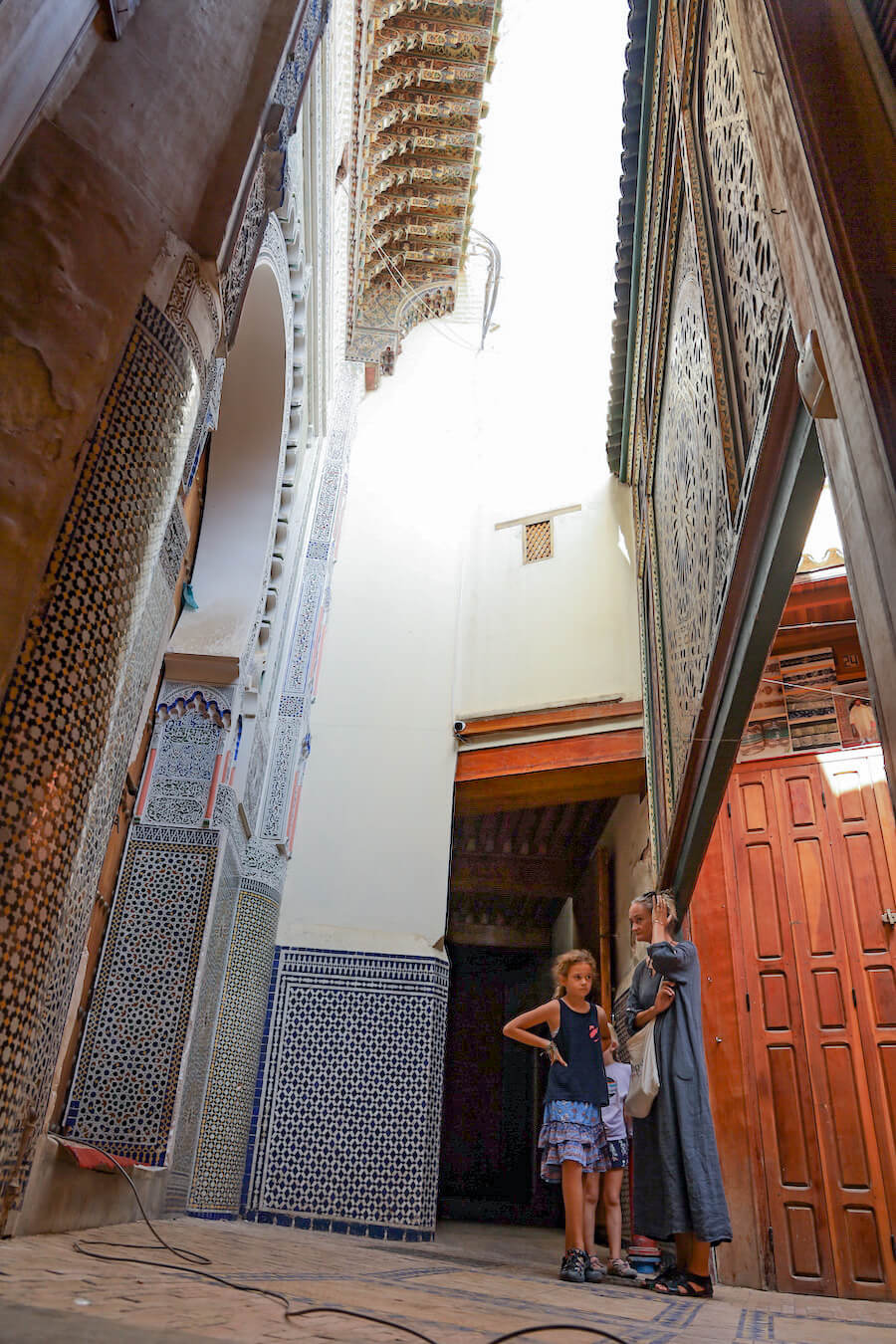 A wooden beam representing a holy place near the Zawiya and Mausoleum of Moulay Idris II.