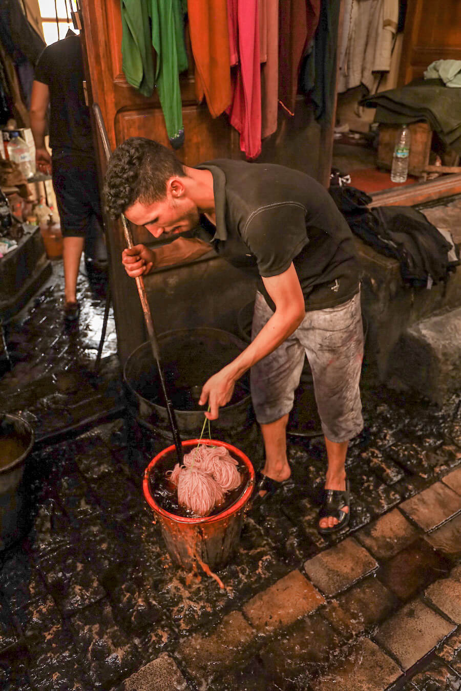 Visiting the wool dying souq, while staying for two days in Fes