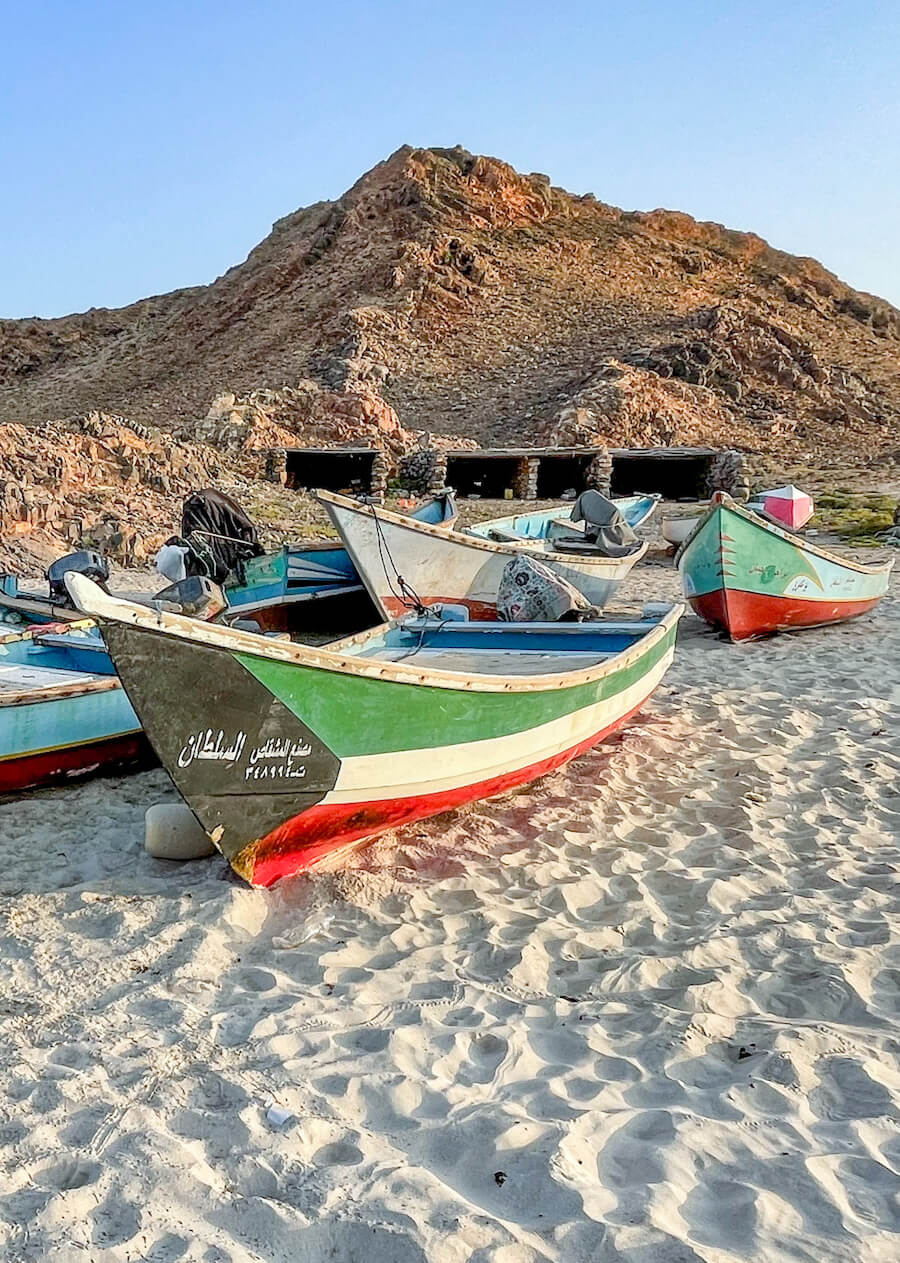 Socotra boat painted with the UAE flag