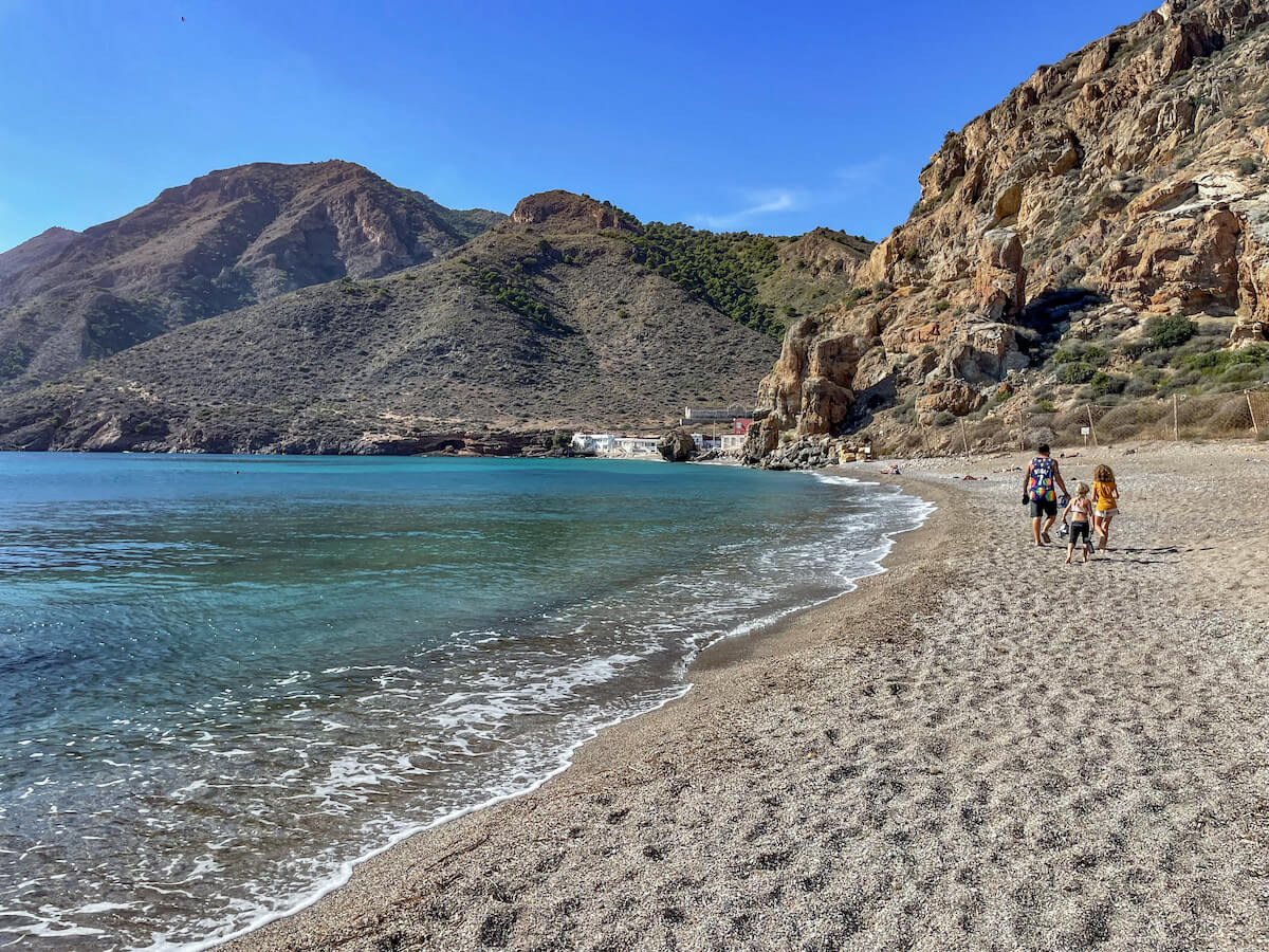 The clear Mediterranean waters of Portus near Cartagena in Spain