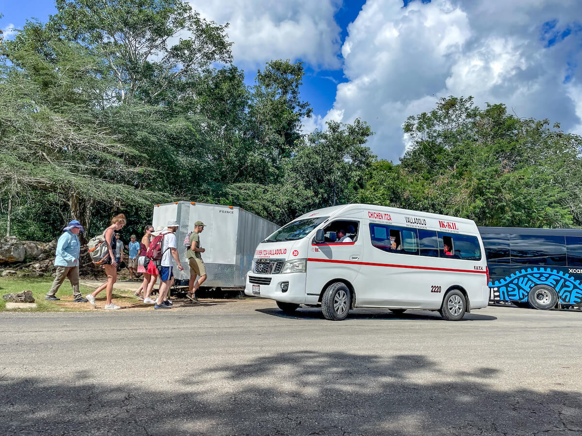 The collective transport, also known as colectivo in Mexico that takes passengers from Valladolid to Chichen Itza.