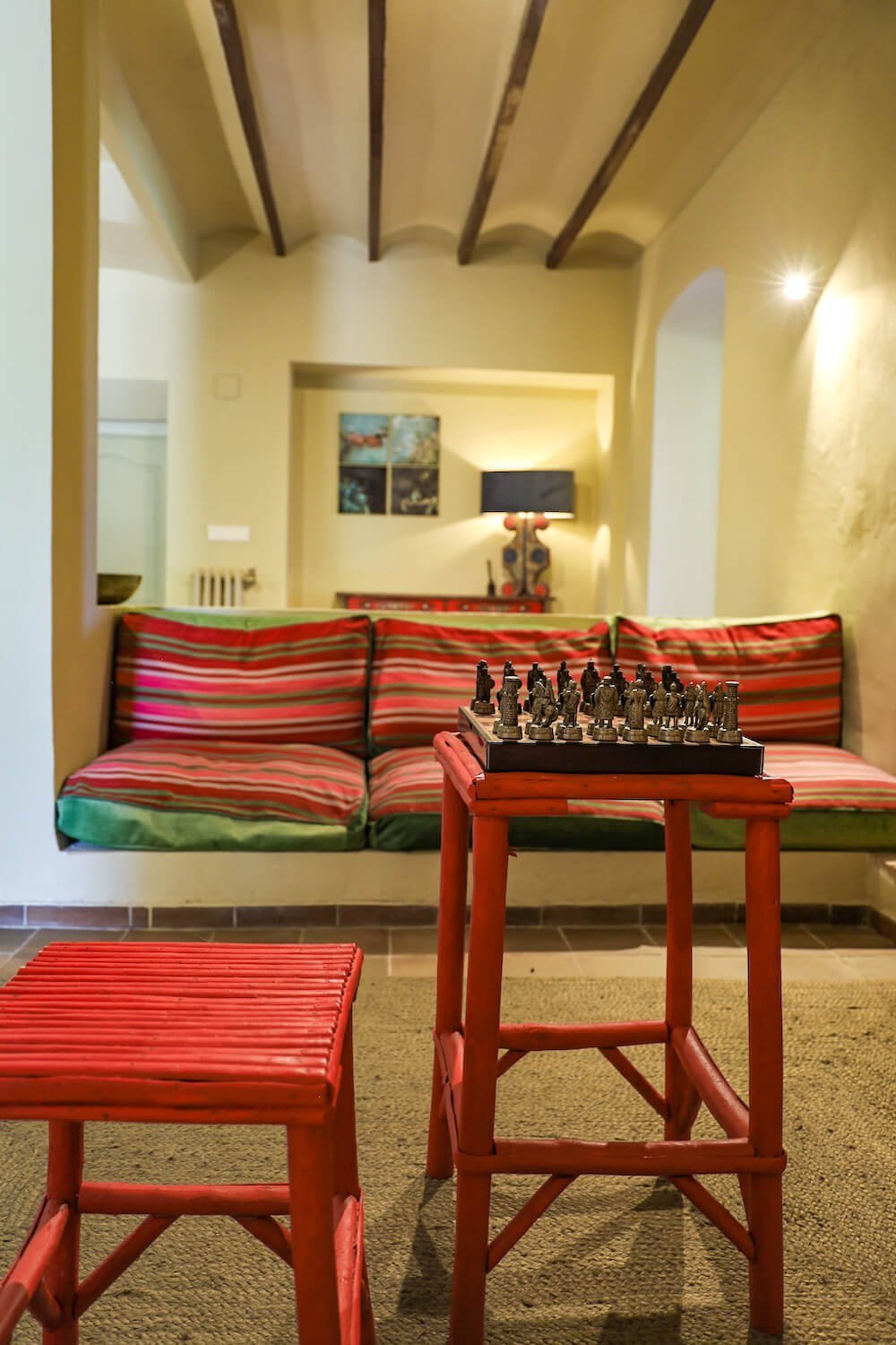 Chess board is set up inside for guest at the Villa Riu Blanc 