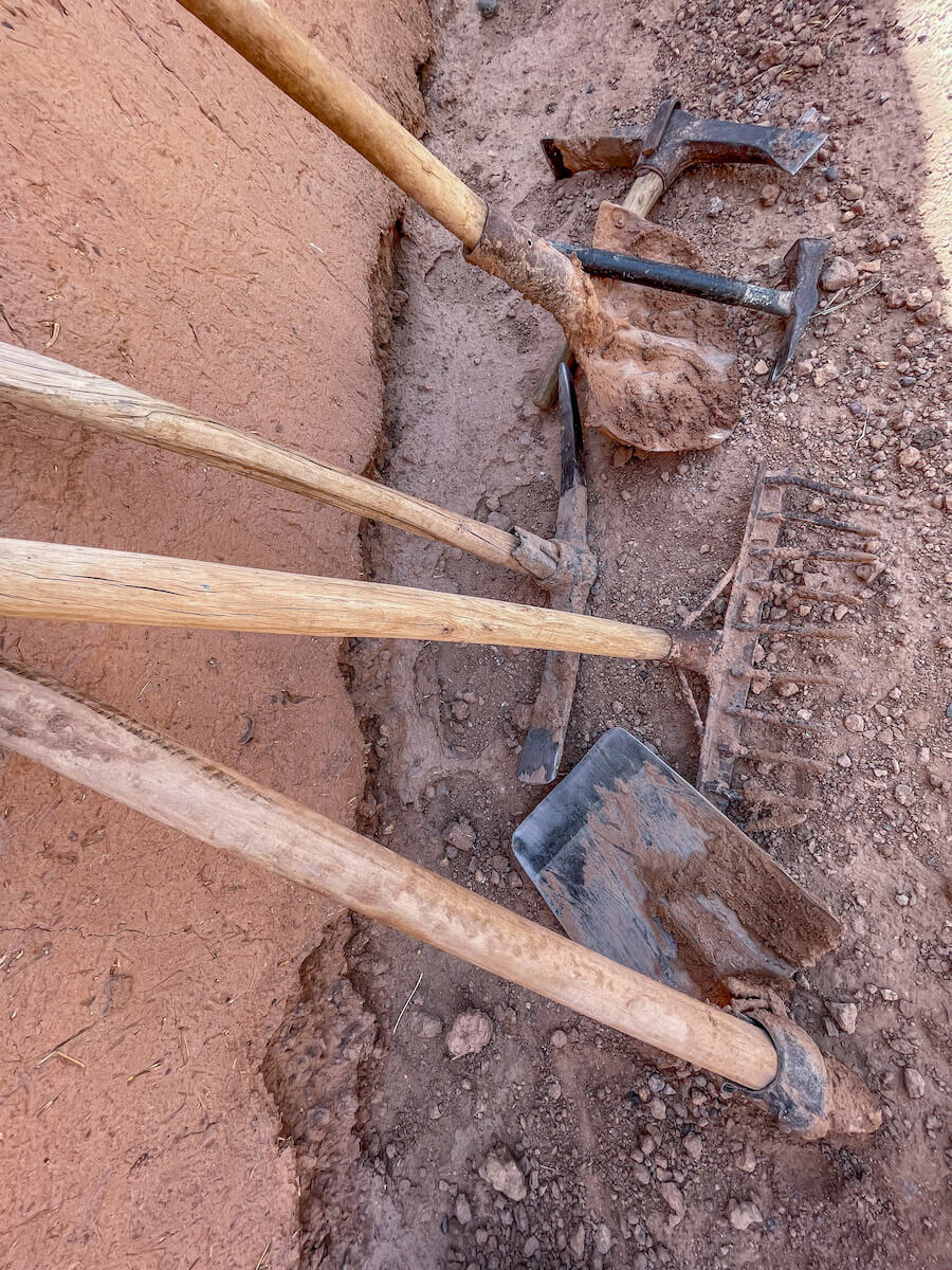 Tools used for making mud bricks in Morocco