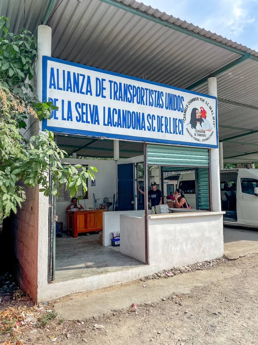 The public transport pickup location for the Lacandon Jungle, Yaxchilan and Bonampak in Palenque