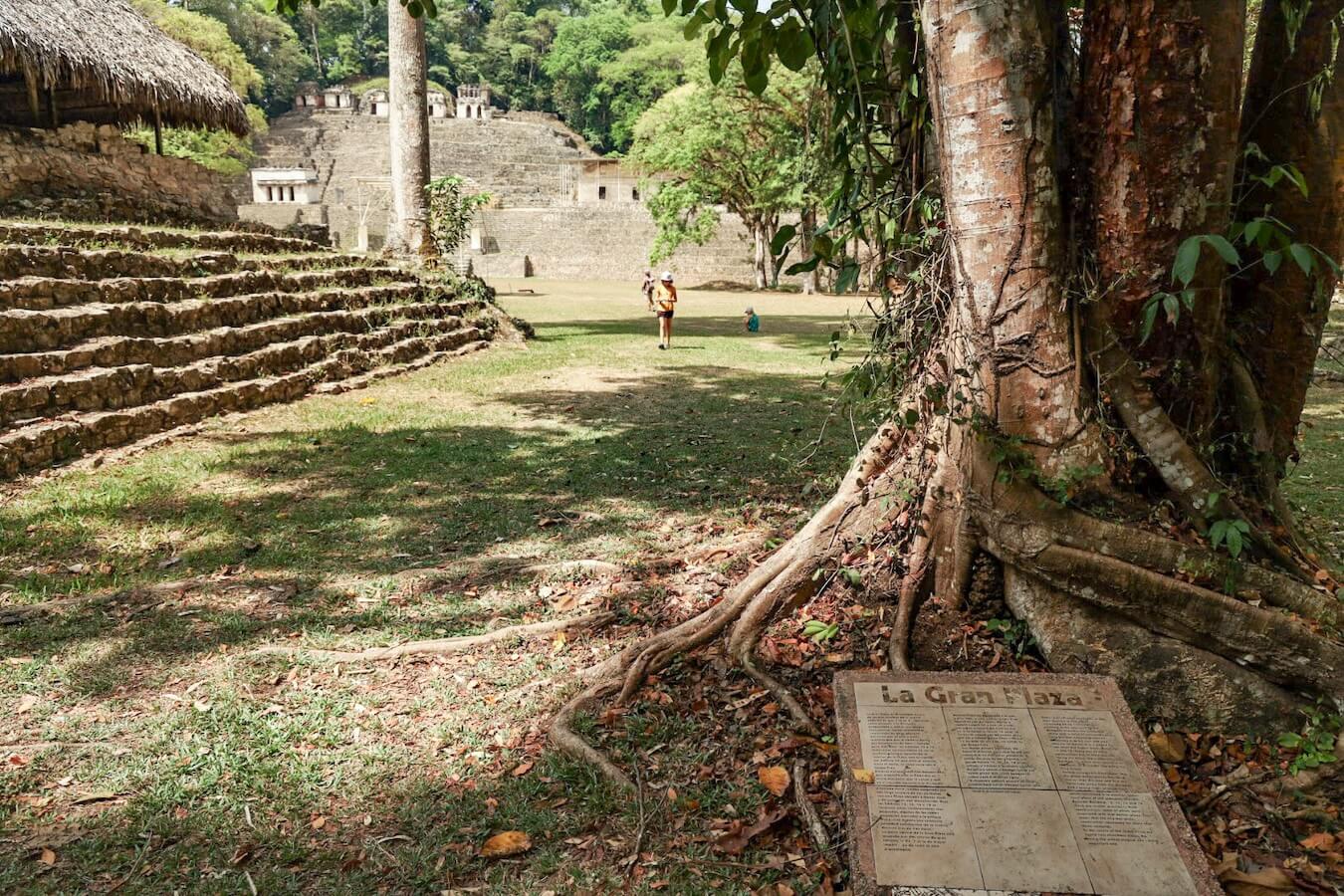 The entrance to the Bonampak ruins in the Lacandon Jungle in Chiapas