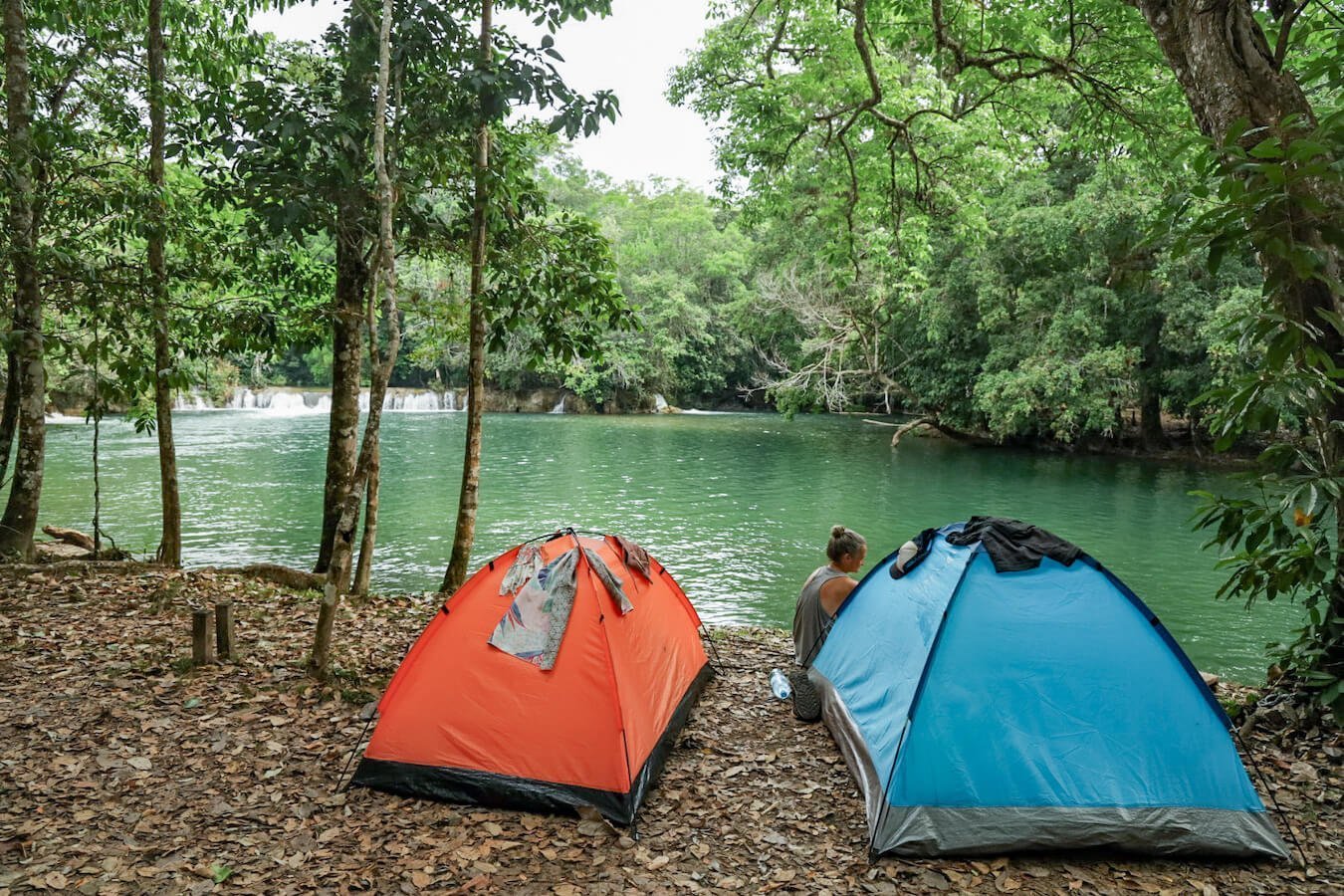 Camping spot on the river in the Lacandon Jungle, Mexico