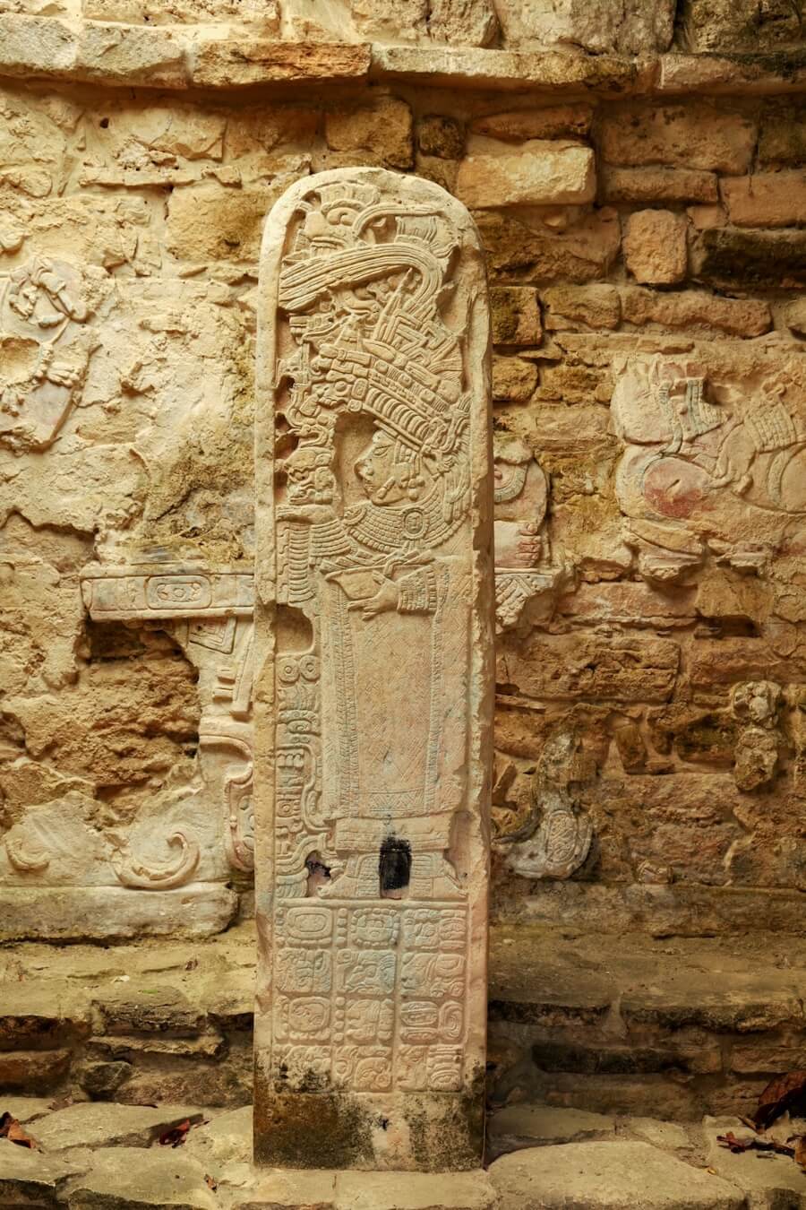 An example of the intricate Stela carved at Yaxchilán ruins