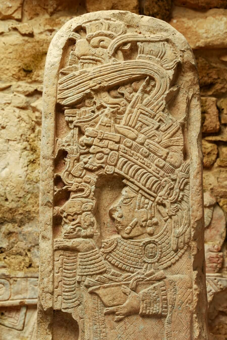An example of the intricate Stela carved at Yaxchilán ruins