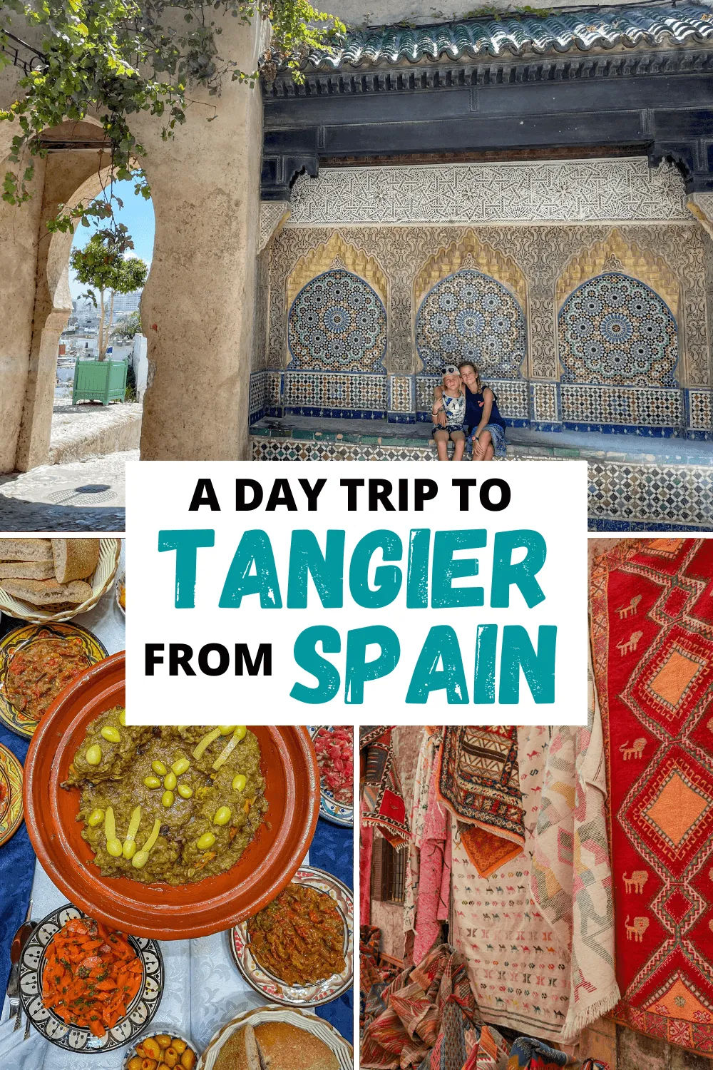 An image for saving this post, which explains how to take a day trip to Tangier from Spain.