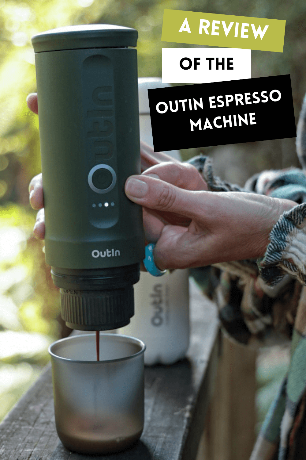 The Outin portable espresso machine review for camping, hiking and travel.