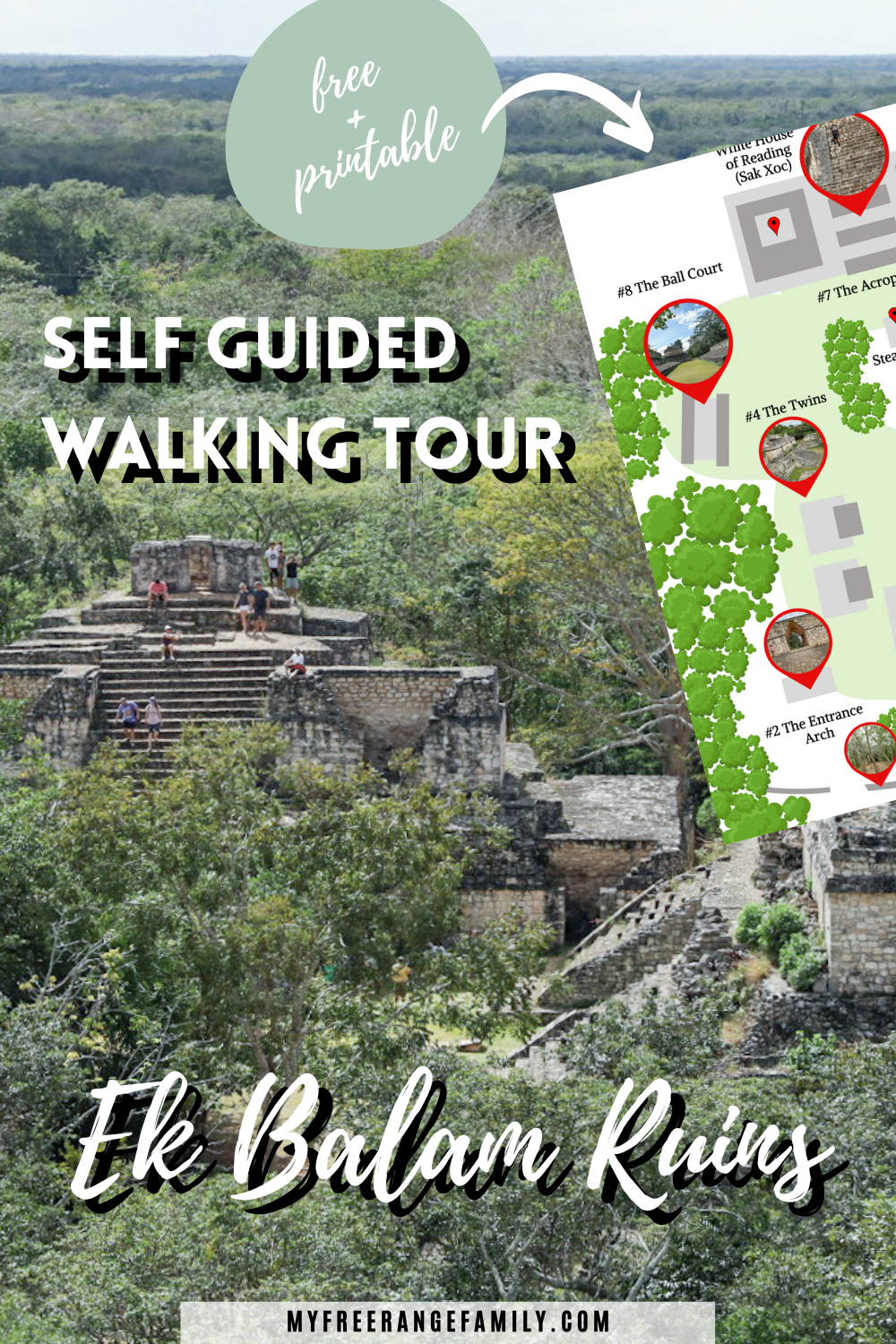A map and self-guided walk for printing for an archeological site in Mexico