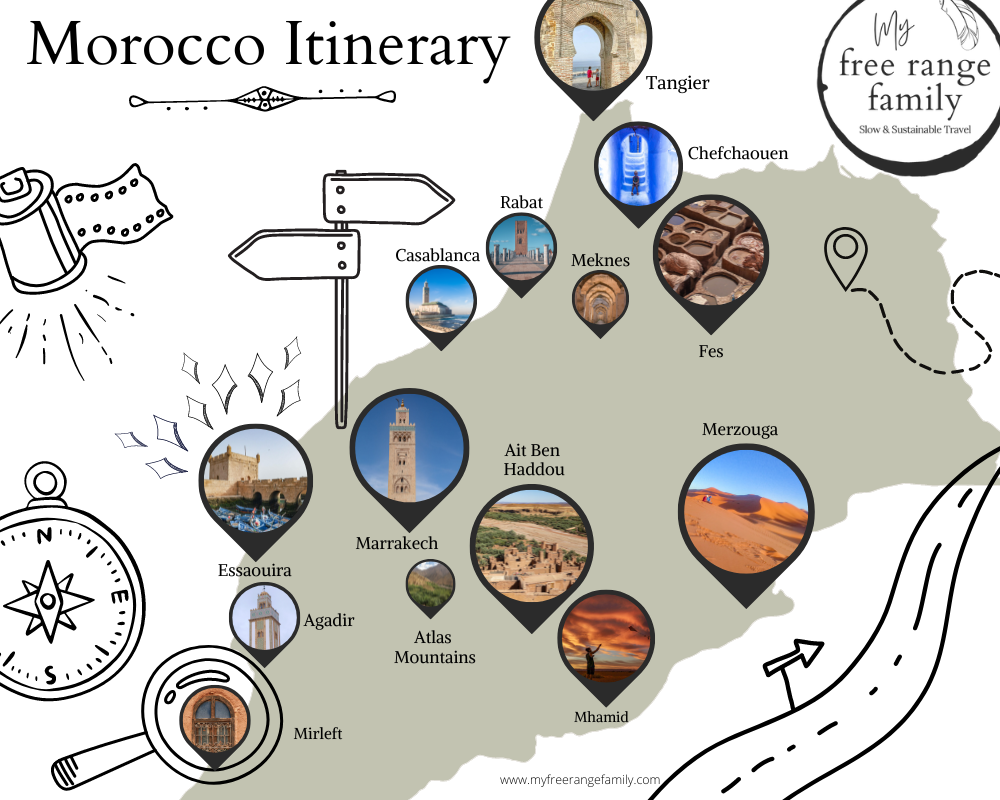 A fun map created to show the challenge of planning a Morocco itinerary