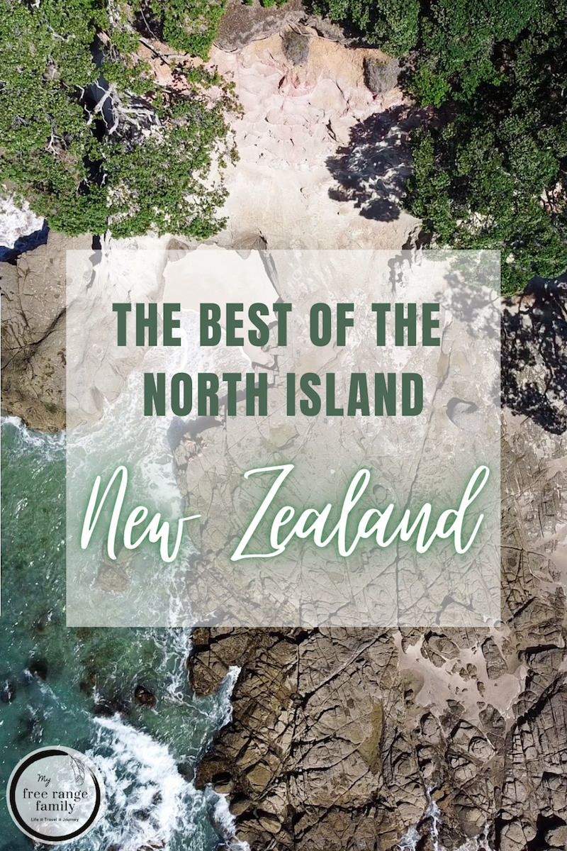 Pin for later - The Best Places to Visit in the North Island, New Zealand - Drone image of Whiritoa Bay